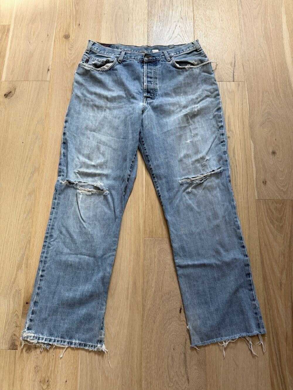 Abercrombie & Fitch Denim Jeans Men 36x32 Button Up Distressed Y2K Baggy Fit